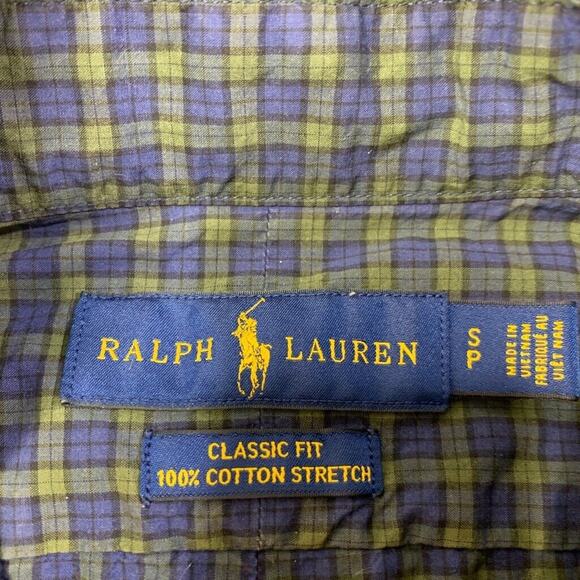 Ralph Lauren Shirt Mens S Royal Blue Cotton Stretch Check Classic Fit *READ - Picture 3 of 10